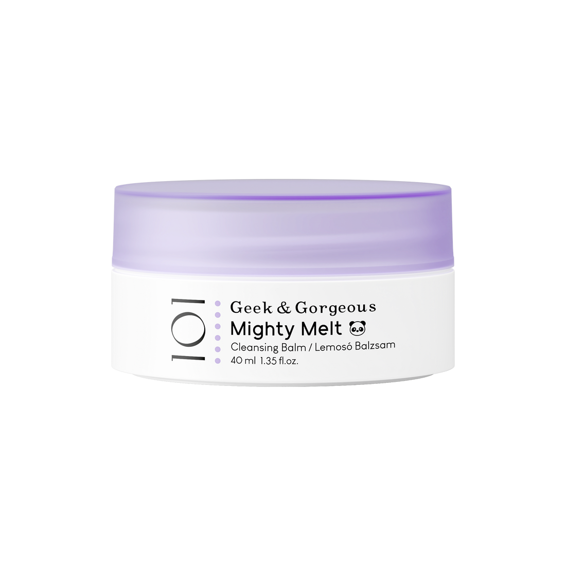 A jar of mini-sized  (1.35 fl.oz/40 ml) Mighty Melt cleansing balm on white background.